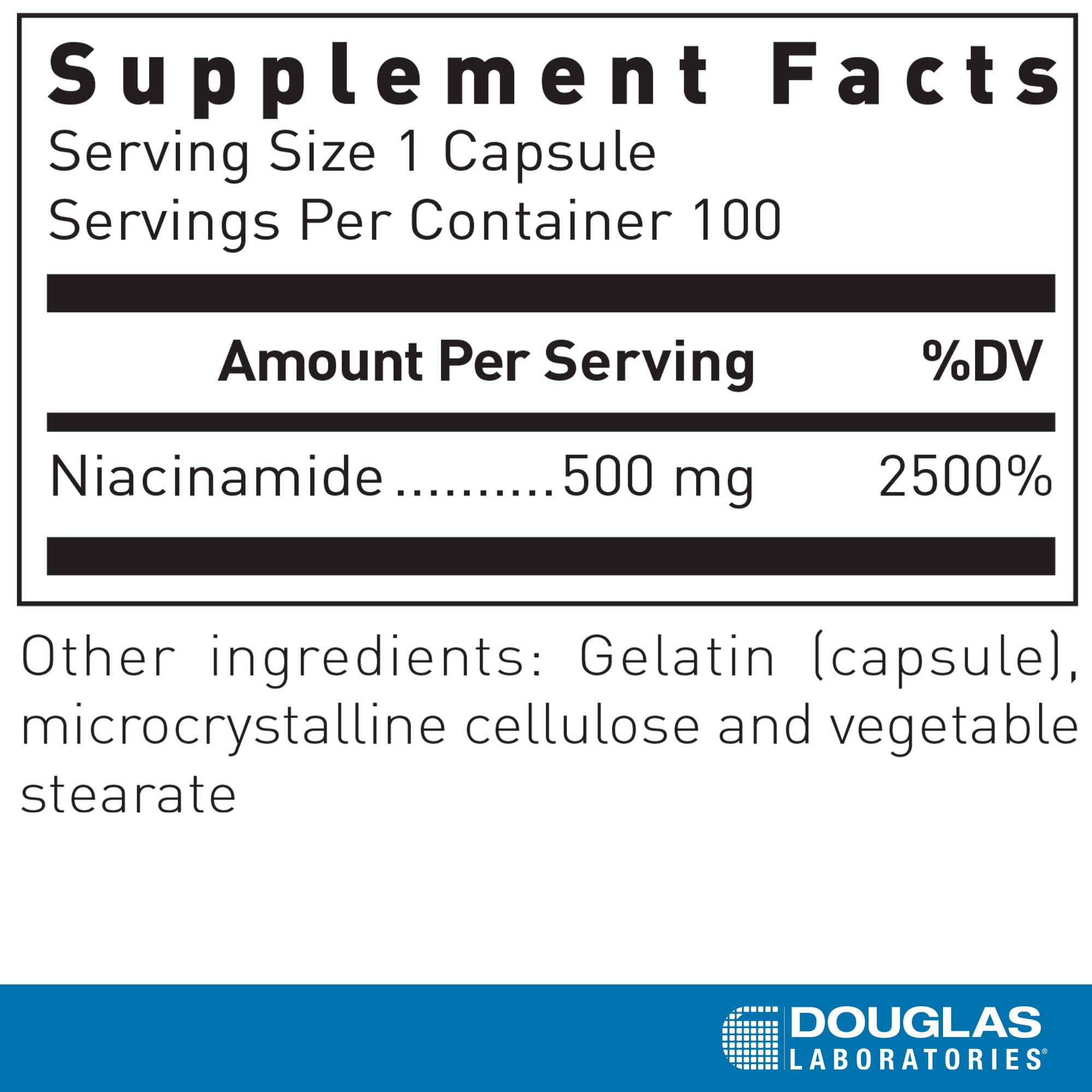 Douglas Laboratories Niacinamide (Vitamin B3) - Cardiovascular Support | 100 Caps