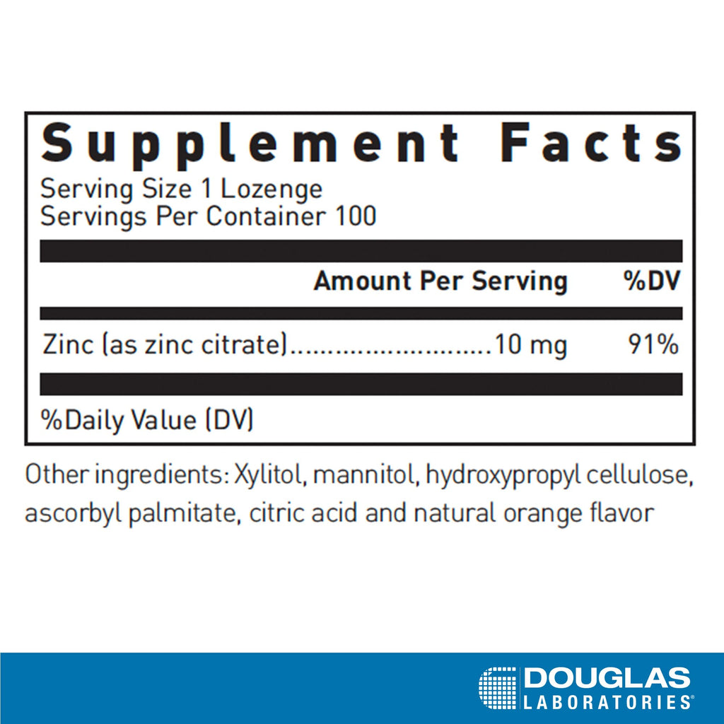 Douglas Laboratories Zinc Lozenges – Immune Support, 10 mg, 100 Lozenges, Natural Orange