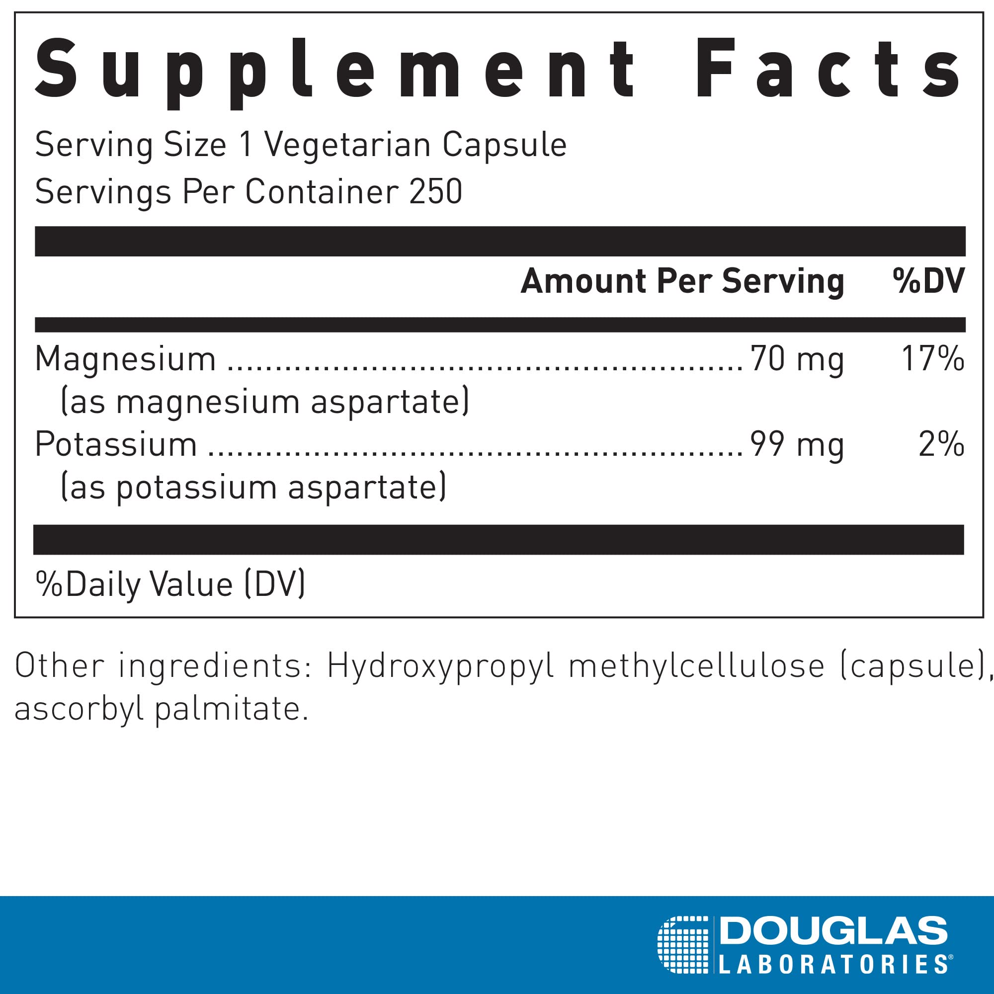Douglas Laboratories Magnesium/Potassium Aspartate | 250 Vegetarian Capsules
