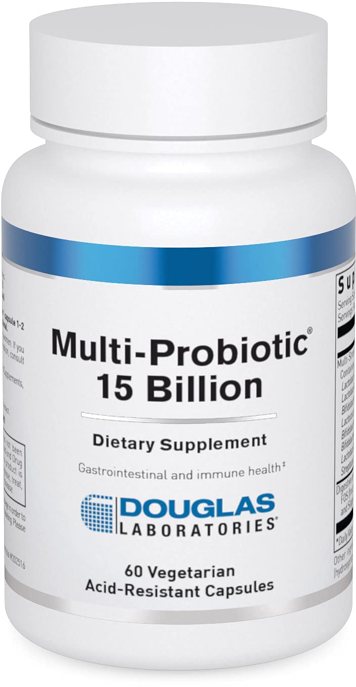 Douglas Laboratories Multi-Probiotic 15B – Shelf-Stable Probiotic with Prebiotic FOS, 60 Vegetarian Capsules