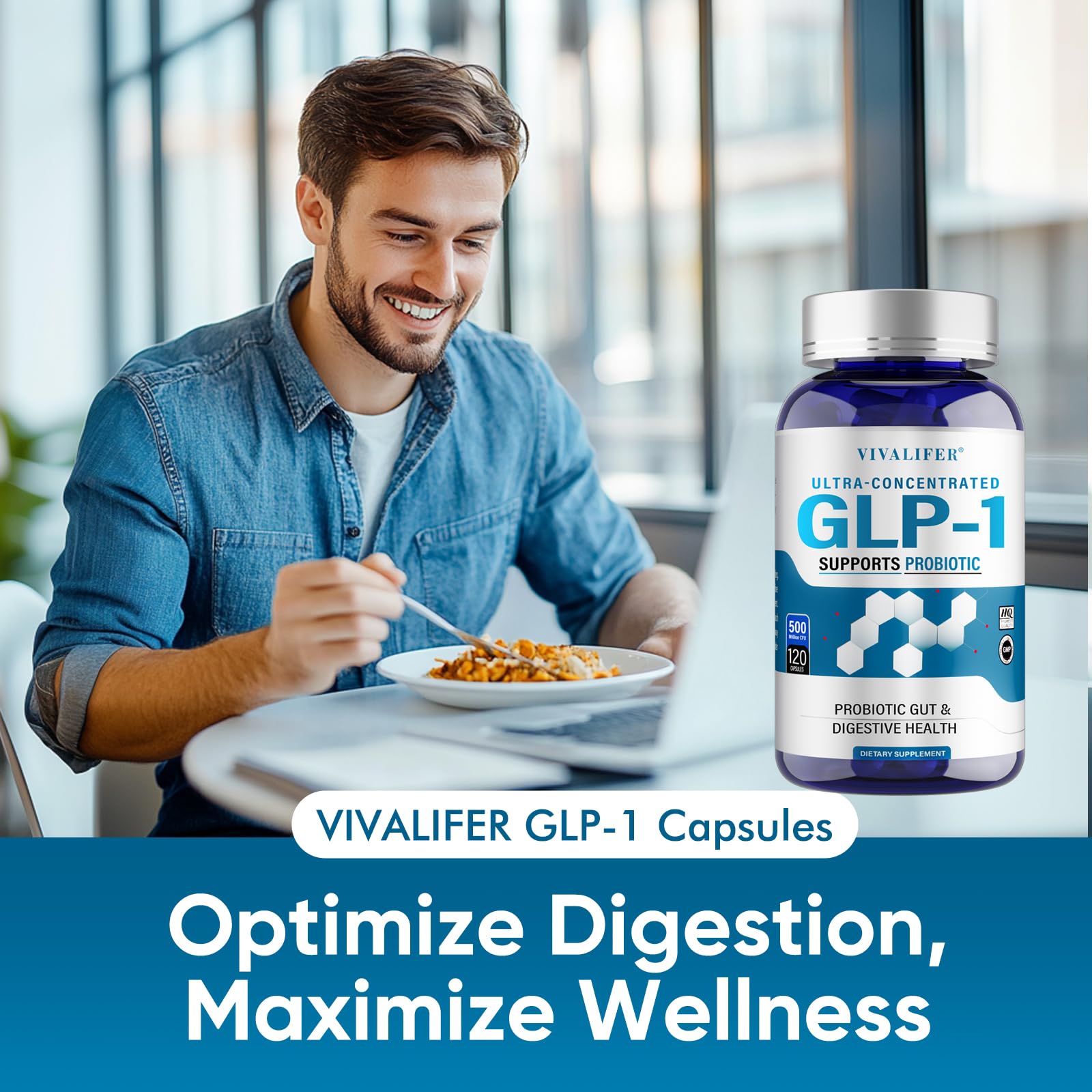 DQQI GLP-1 Booster: Akkermansia Probiotic, 120 Capsules | Metabolism & Gut Health