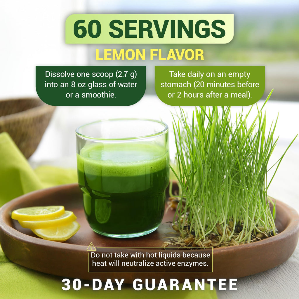 Dr. Berg USDA Organic Green Powder Superfood – Lemon Flavor, 60 Servings