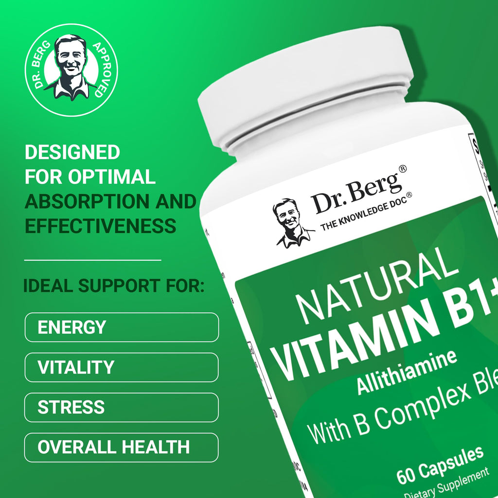 Dr. Berg Allithiamine B1 B6 B12 Complex – Natural Vitamin B1 Supplement (60 Capsules)