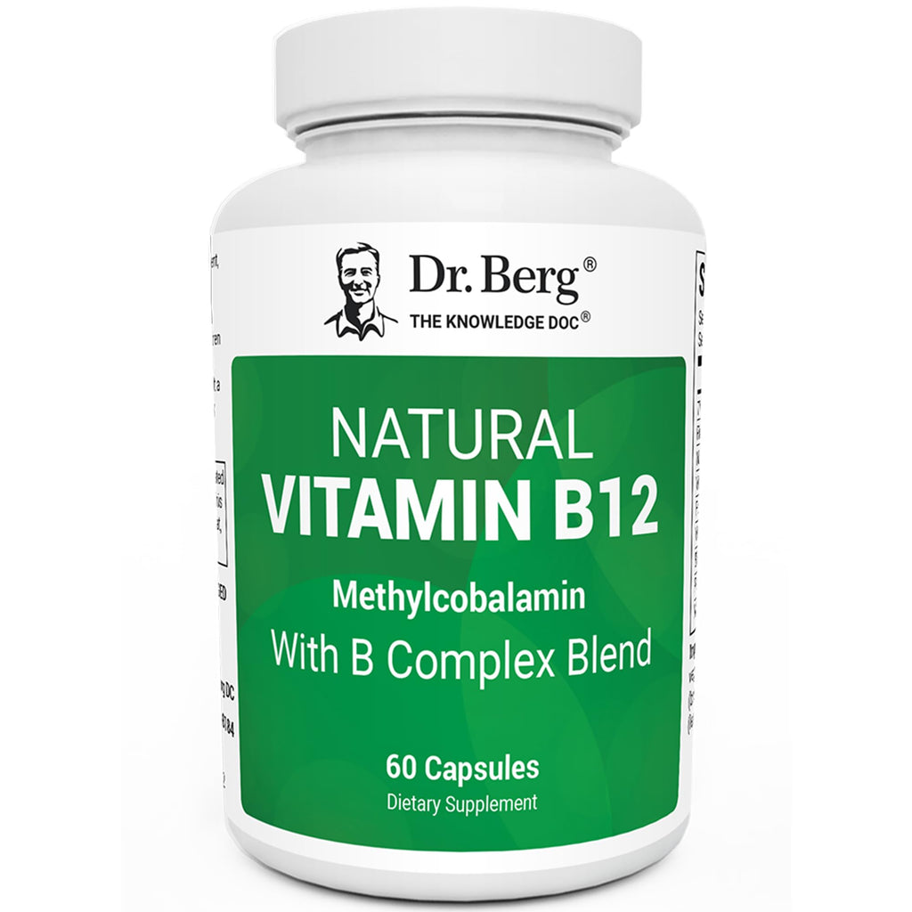 Dr. Berg Vitamin B12 1000 mcg with B Complex | Methylcobalamin for Energy, Nerve Health & Cognitive Function | 60 Capsules