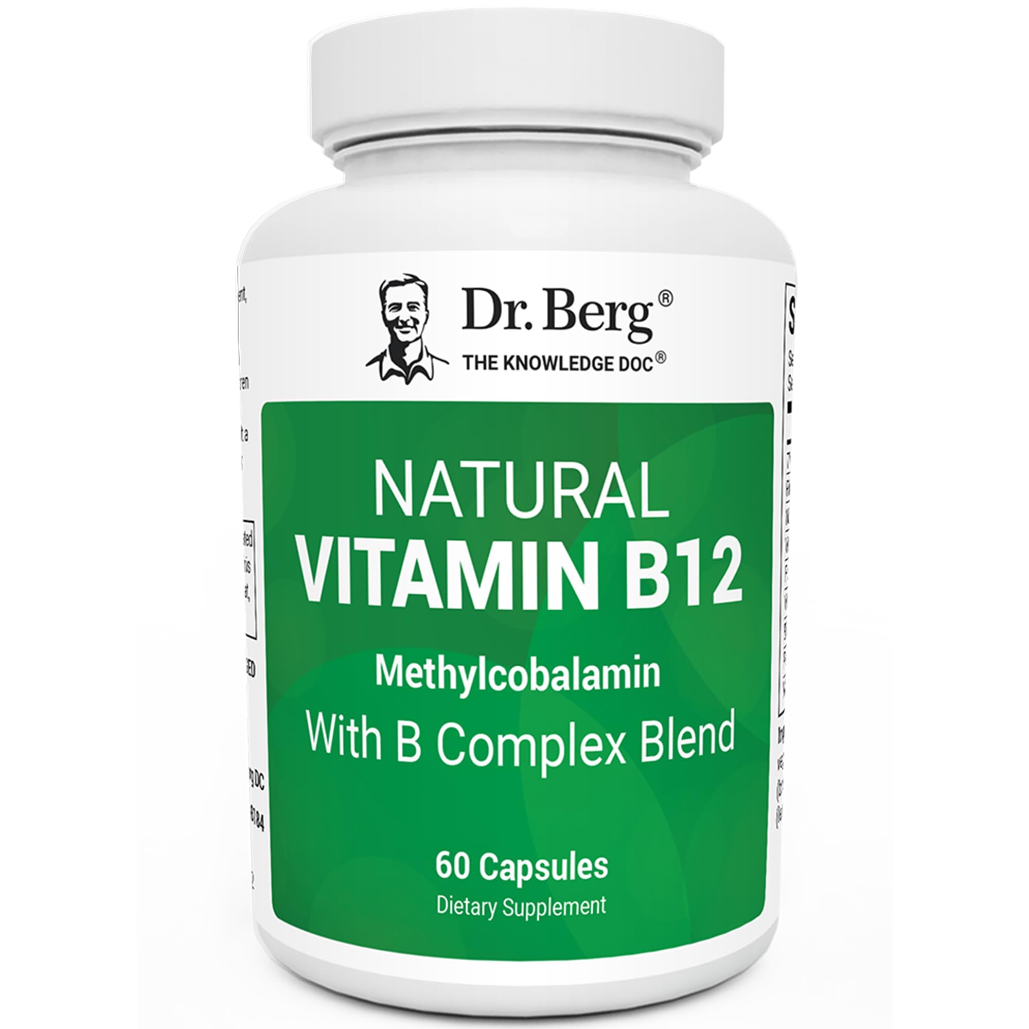 Dr. Berg Vitamin B12 1000 mcg with B Complex | Methylcobalamin for Energy, Nerve Health & Cognitive Function | 60 Capsules