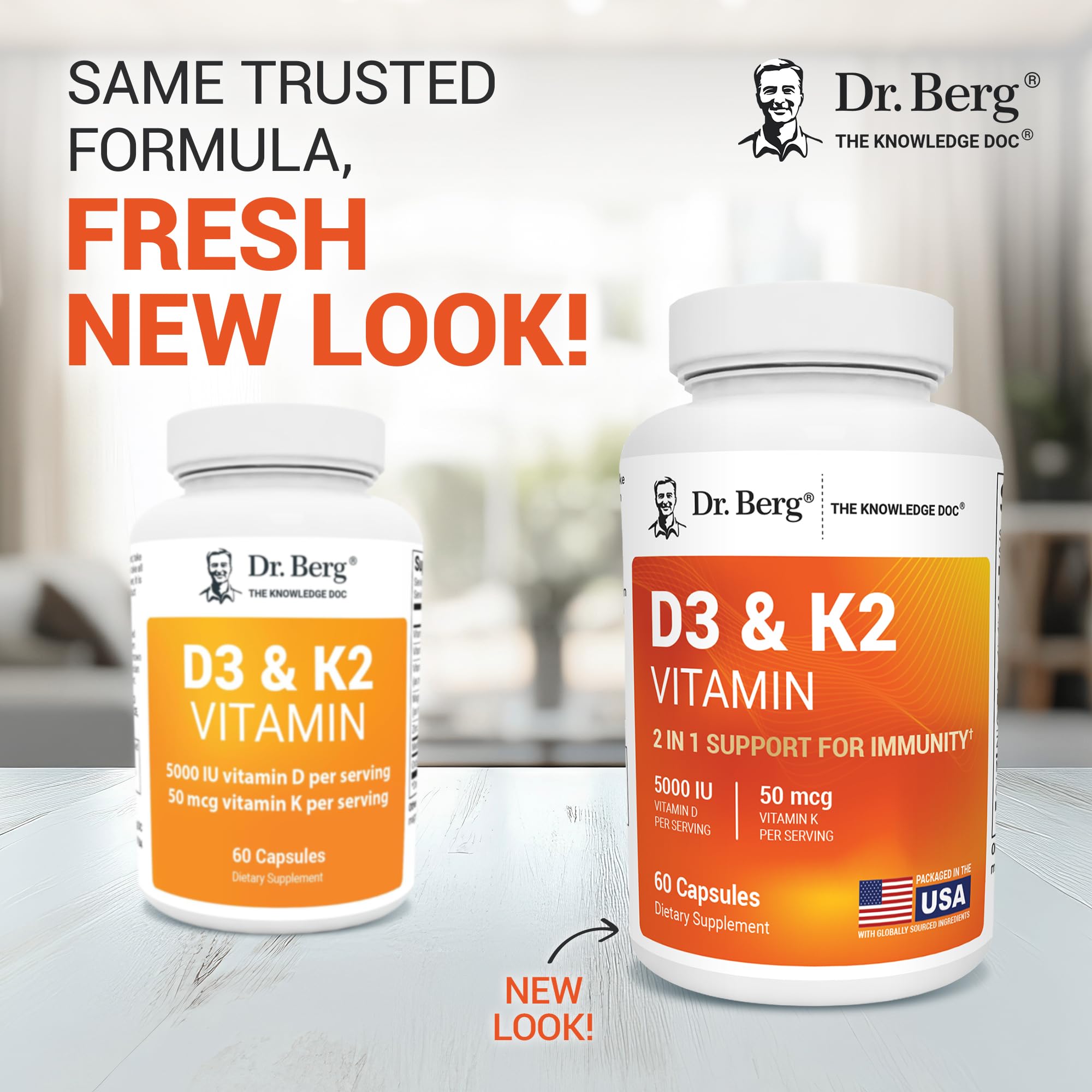 Dr. Berg Maximum Strength 2-in-1 Vitamin D3 K2 5000 IU | 60 Capsules