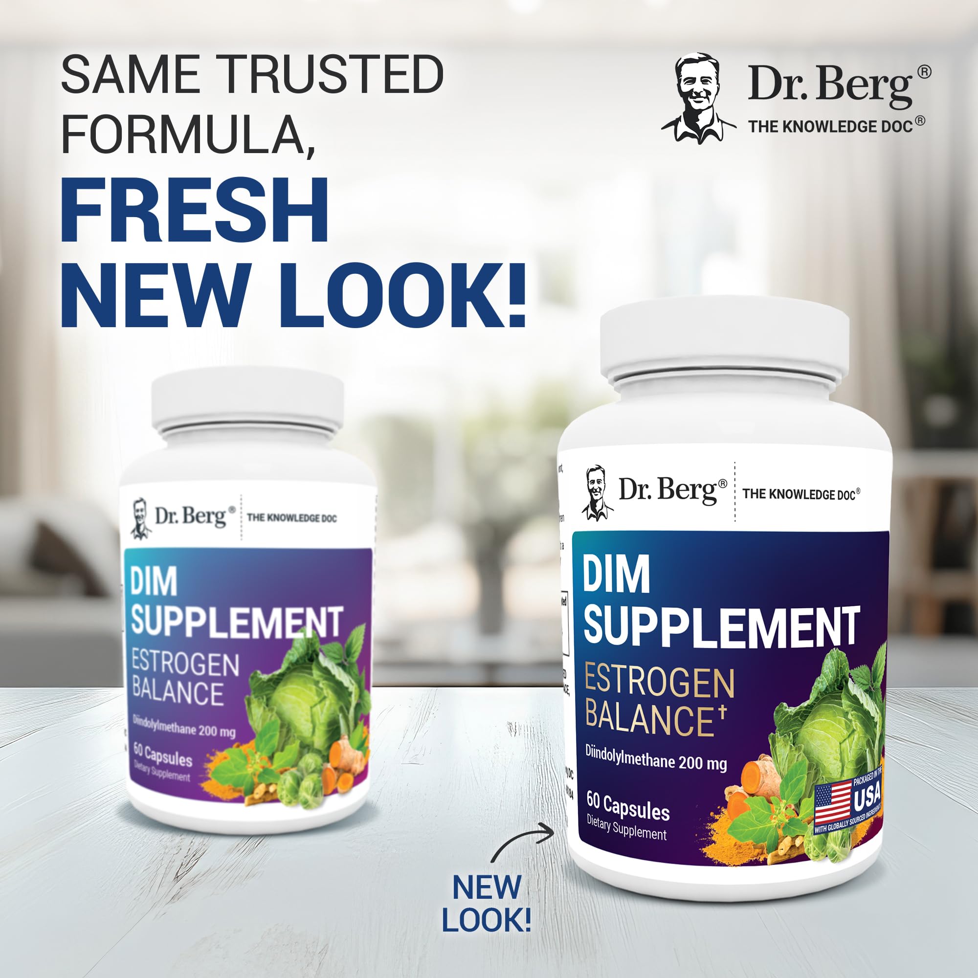 Dr. Berg DIM Supplement for Estrogen Balance – Diindolylmethane + Black Pepper, 60 Capsules