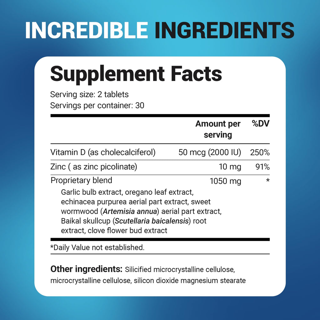 Dr. Berg Immune Support with Echinacea | Vitamin D 2000 IU & Zinc 10 mg | 60 Tablets