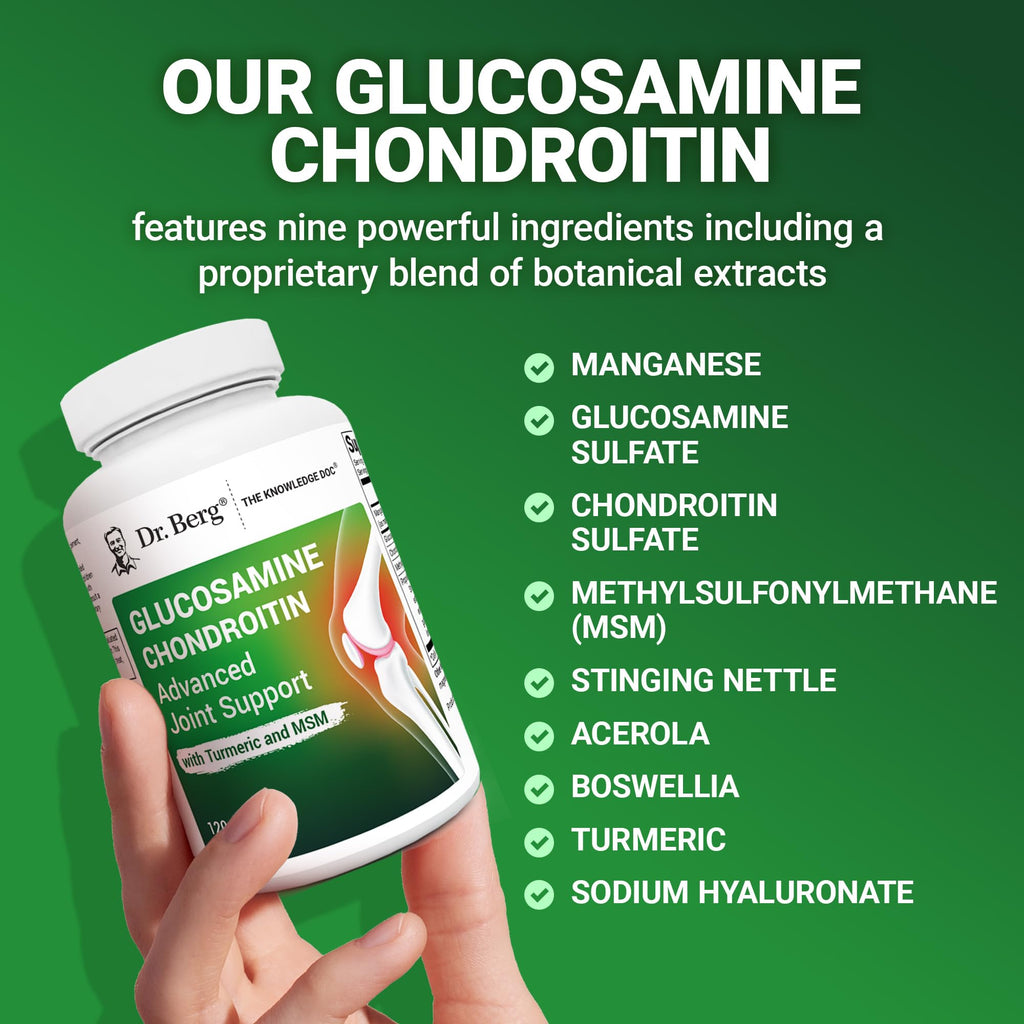 Dr. Berg Glucosamine Chondroitin MSM Turmeric & Boswellia – Advanced Joint Support with 1500 mg Glucosamine Sulfate (120 Capsules)