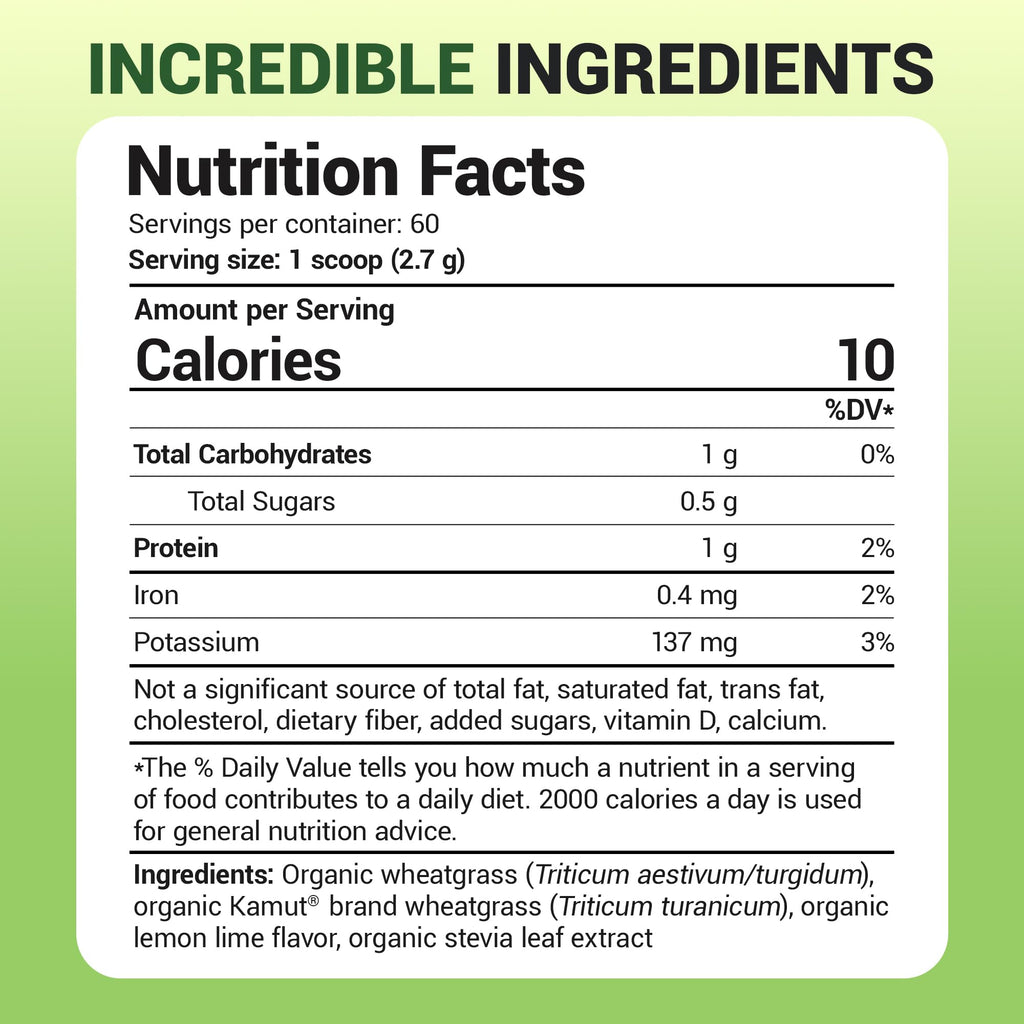 Dr. Berg USDA Organic Green Powder Superfood – Lemon Flavor, 60 Servings