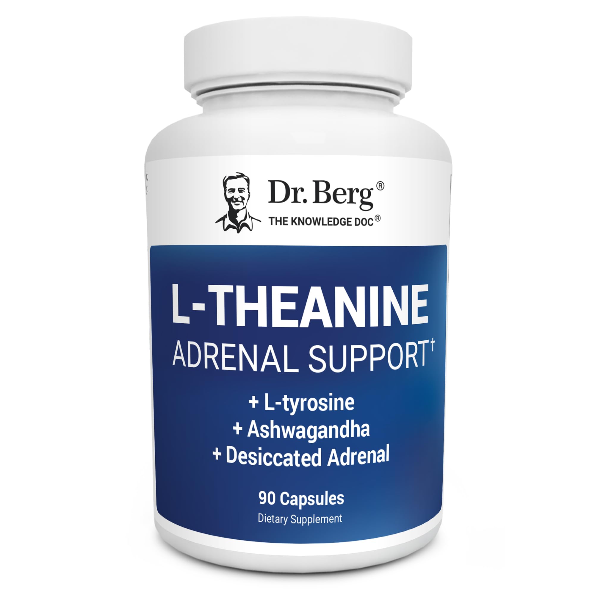 Dr. Berg L-Theanine 200mg - Adrenal Support, Stress Relief & Mental Clarity - 90 Gelatin Capsules
