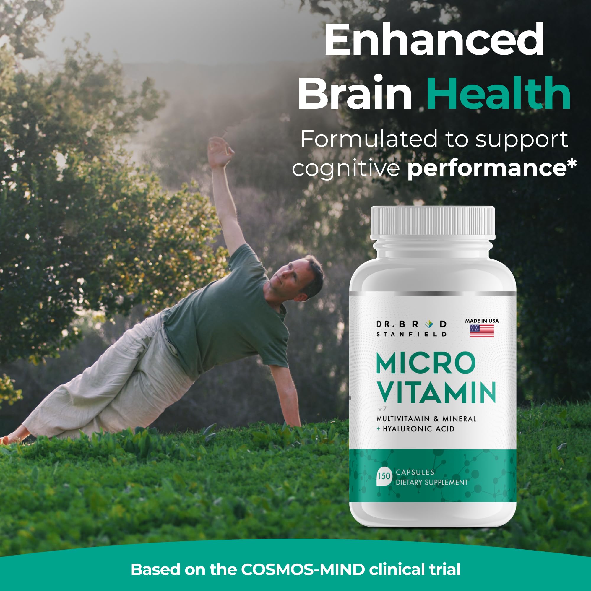 Dr Brad Stanfield Daily Low Dose MultiVitamin & Mineral for Brain Health, Skin Hydration & Exercise Support – 150 Count