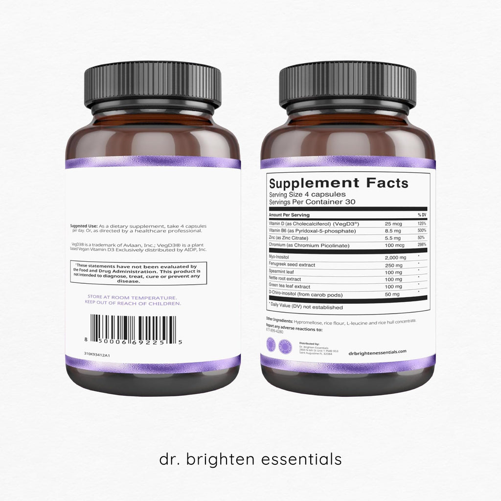 Dr. Brighten Myoinositol Plus – Doctor Formulated Myo- & D-Chiro-Inositol for Hormone Balance & Ovarian Health