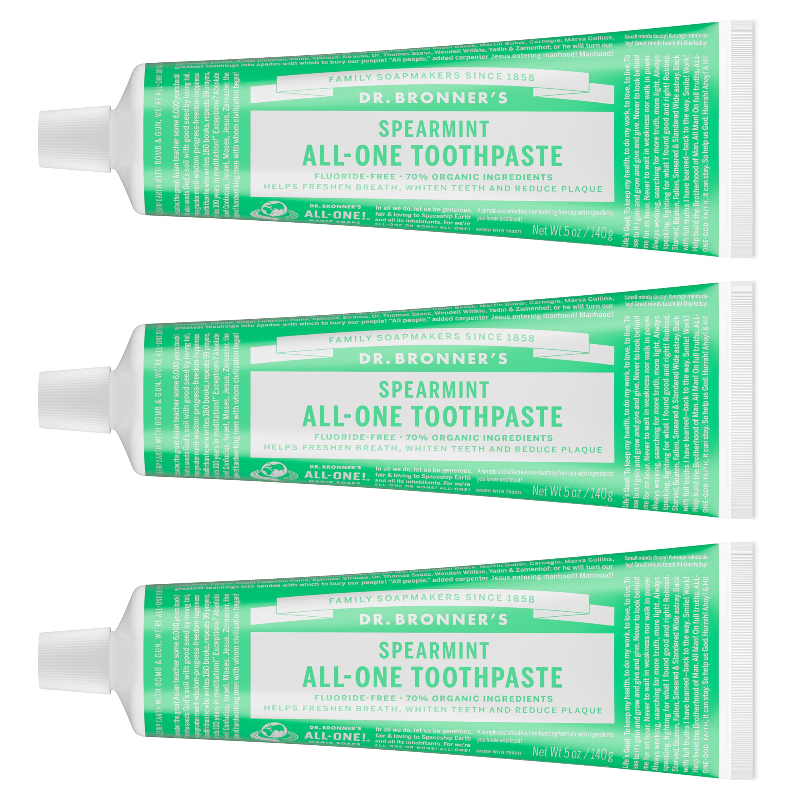 Dr. Bronner’s All-One Toothpaste Spearmint 5 oz 3-Pack – Fluoride-Free
