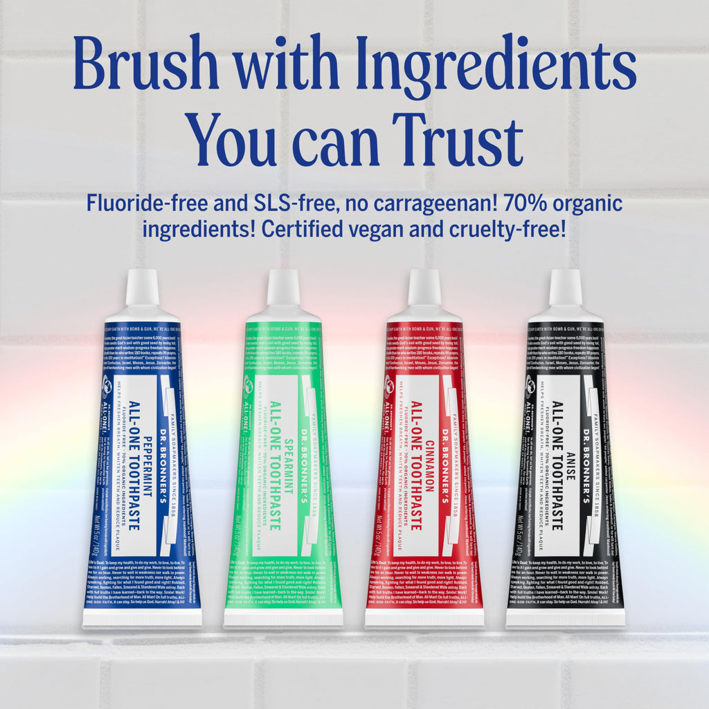 Dr. Bronner’s All-One Toothpaste Spearmint 5 oz 3-Pack – Fluoride-Free