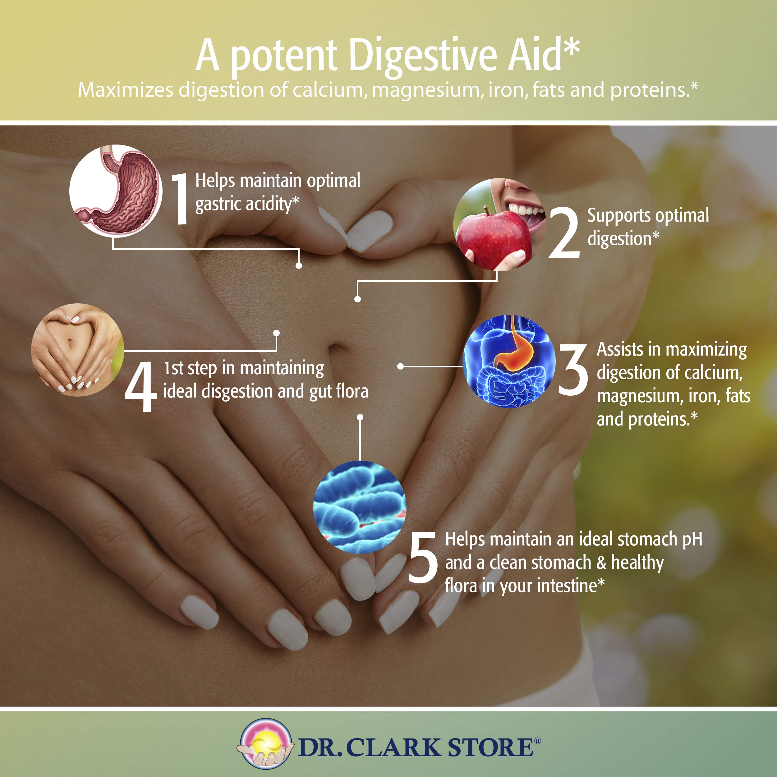Dr Clark Betaine HCL Digestive Enzymes – 2 Pack, 100 Capsules, 425 mg