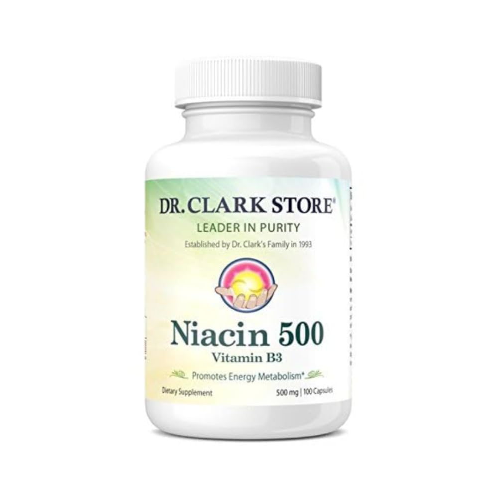 Dr. Clark Niacin 500 (Vitamin B3) Supplement – 500 mg Niacin, 100 Capsules