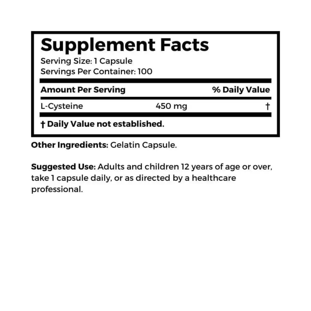 Dr Clark Store Cysteine 500mg – 100 Capsules (Pack of 2) for Immune & Respiratory Support