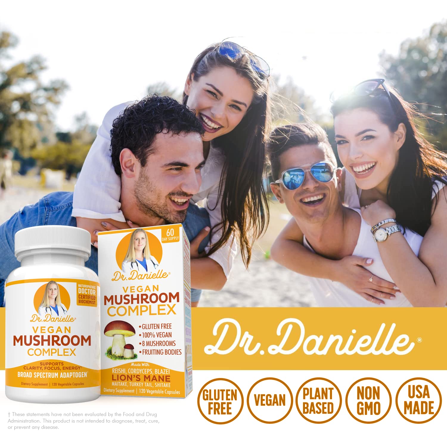 Organic Mushroom Complex for Immune Support - Lion's Mane, Cordyceps & Reishi | Dr. Danielle