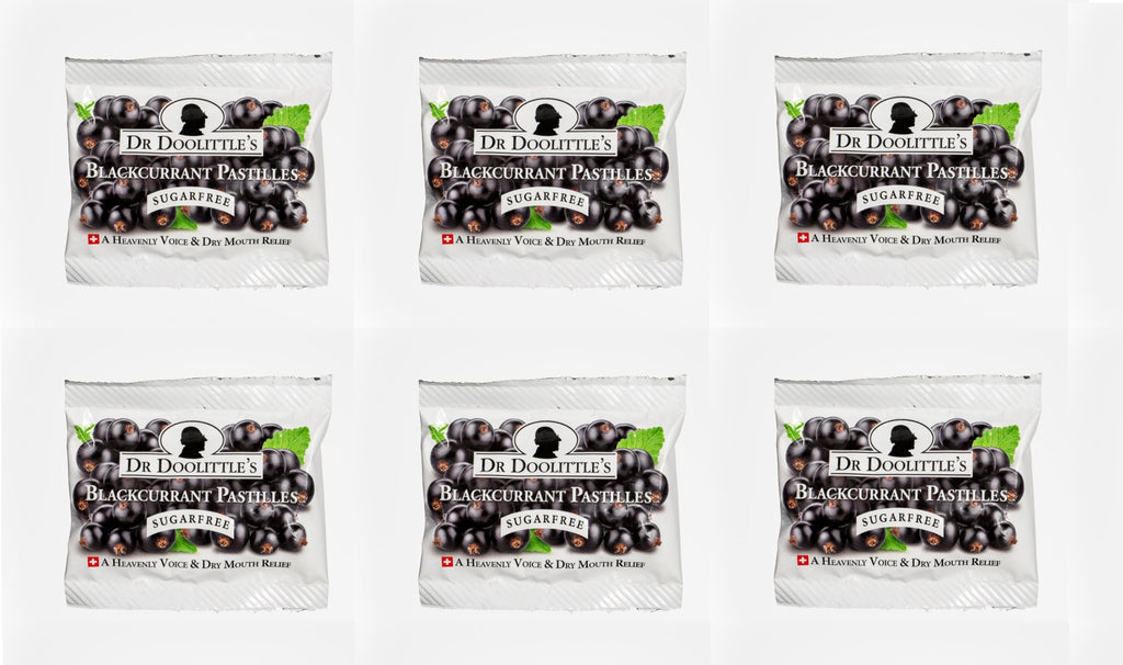 Dr. Doolittle’s Sugar Free Pastilles – Blackcurrant for Voice & Throat | Travel Size 4 Count, 6 Pack