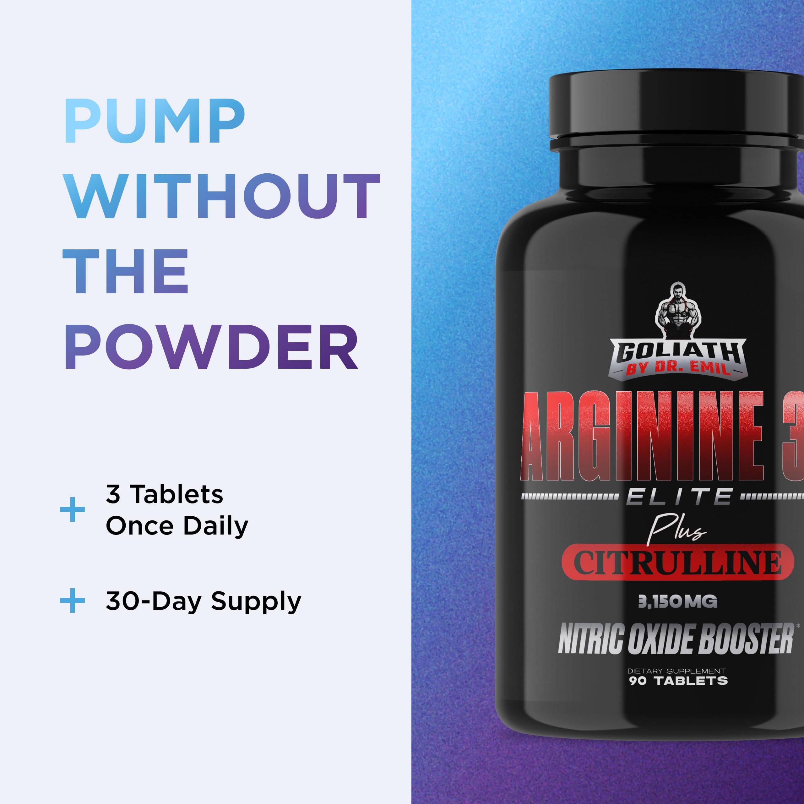 Dr. Emil Elite L Arginine 3150mg + L-Citrulline | Nitric Oxide Booster - 90 Tablets