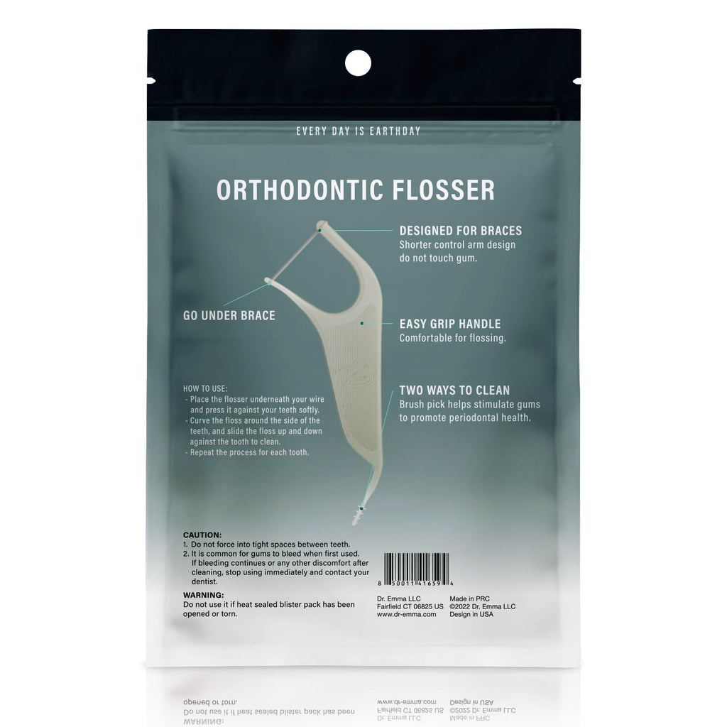 Dr. Emma Orthodontic Flossers for Braces – Mint Flavor, 60 Count/Bag (Gray, 2-Pack)