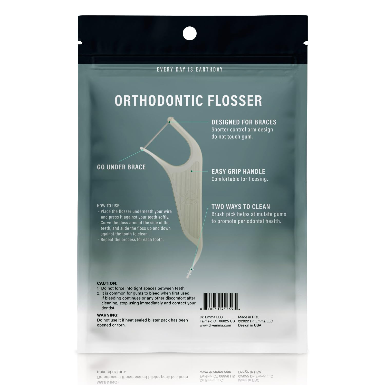 Dr. Emma Orthodontic Flossers for Braces – Mint Flavor, 60 Count/Bag (Gray, 2-Pack)