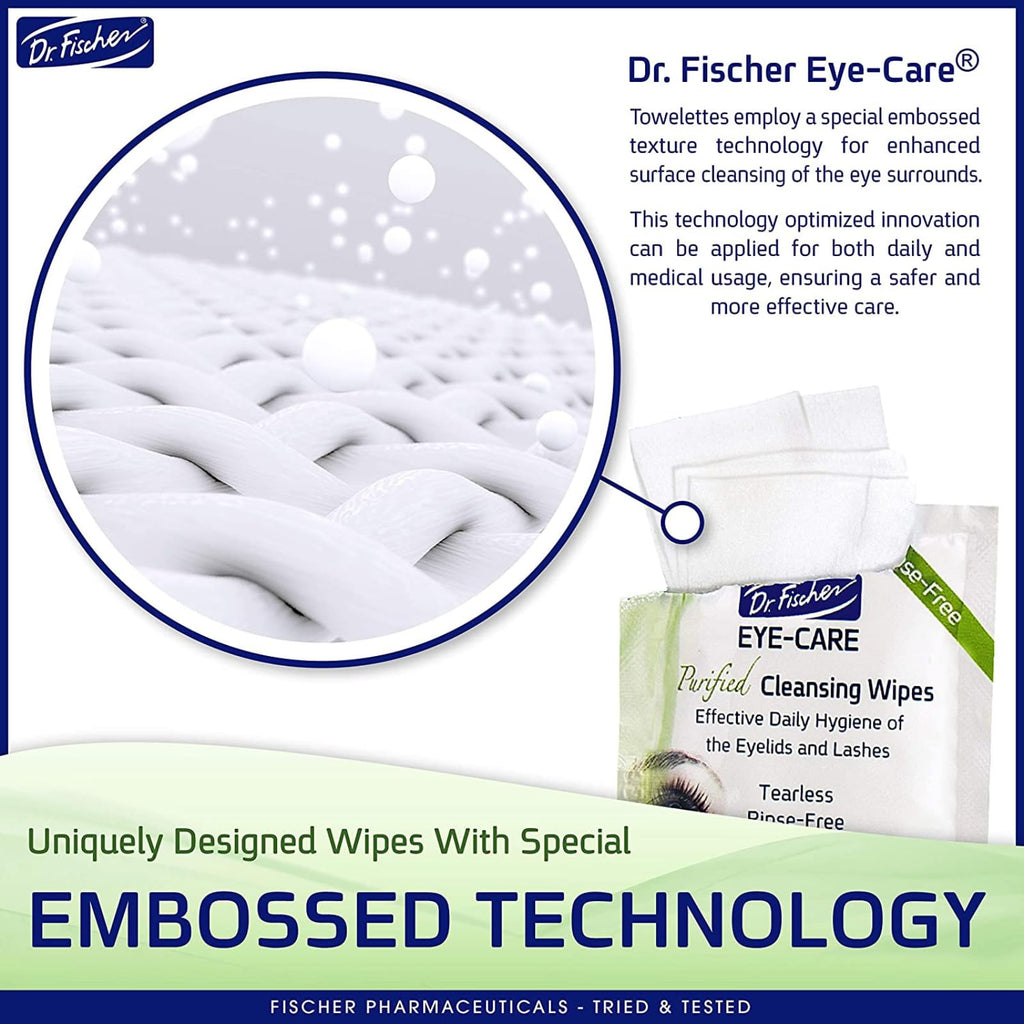 Dr. Fischer Eyelid Wipes – Hypoallergenic, Preservative-Free Eye Cleaning Wipes (Twin Pack)