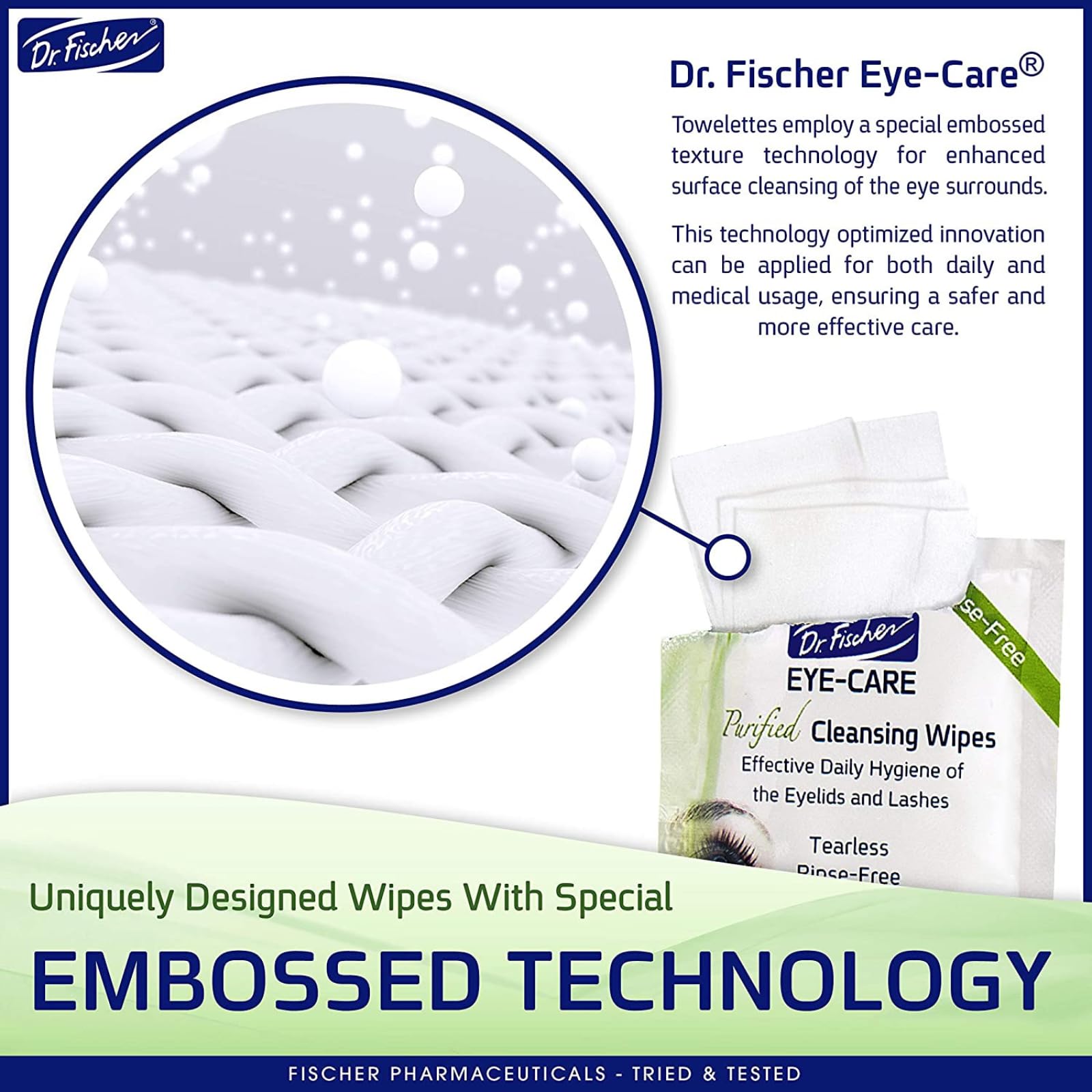 Dr. Fischer Eyelid Wipes – Hypoallergenic, Preservative-Free Eye Cleaning Wipes (Twin Pack)