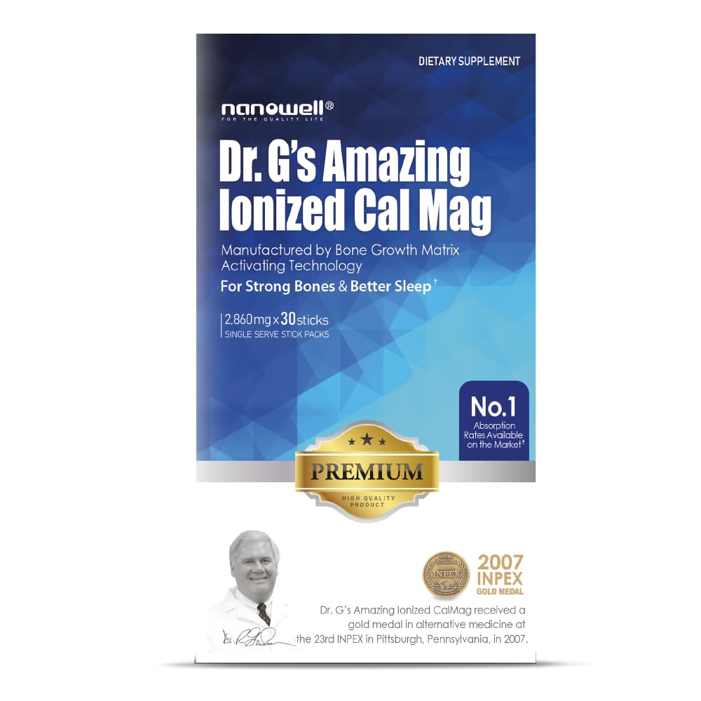 Dr. G's Ionized Cal Mag 2,860mg - Premium Calcium & Magnesium Bone Strength Supplement | 30 Sticks