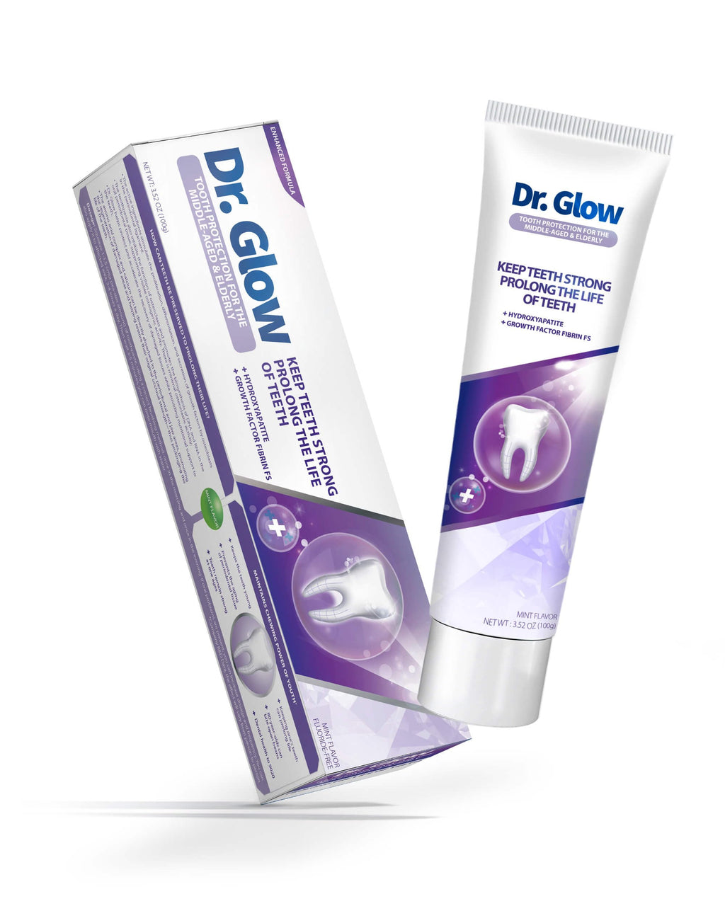 Dr. Glow Gingivitis Treatment Toothpaste for Elderly & Mid-Aged, Gum Repair for Receding Gums Hydroxyapatite Toothpaste, Periodontal Disease Treatment for Seniors, Fluoride Free Gum Disease Treatment