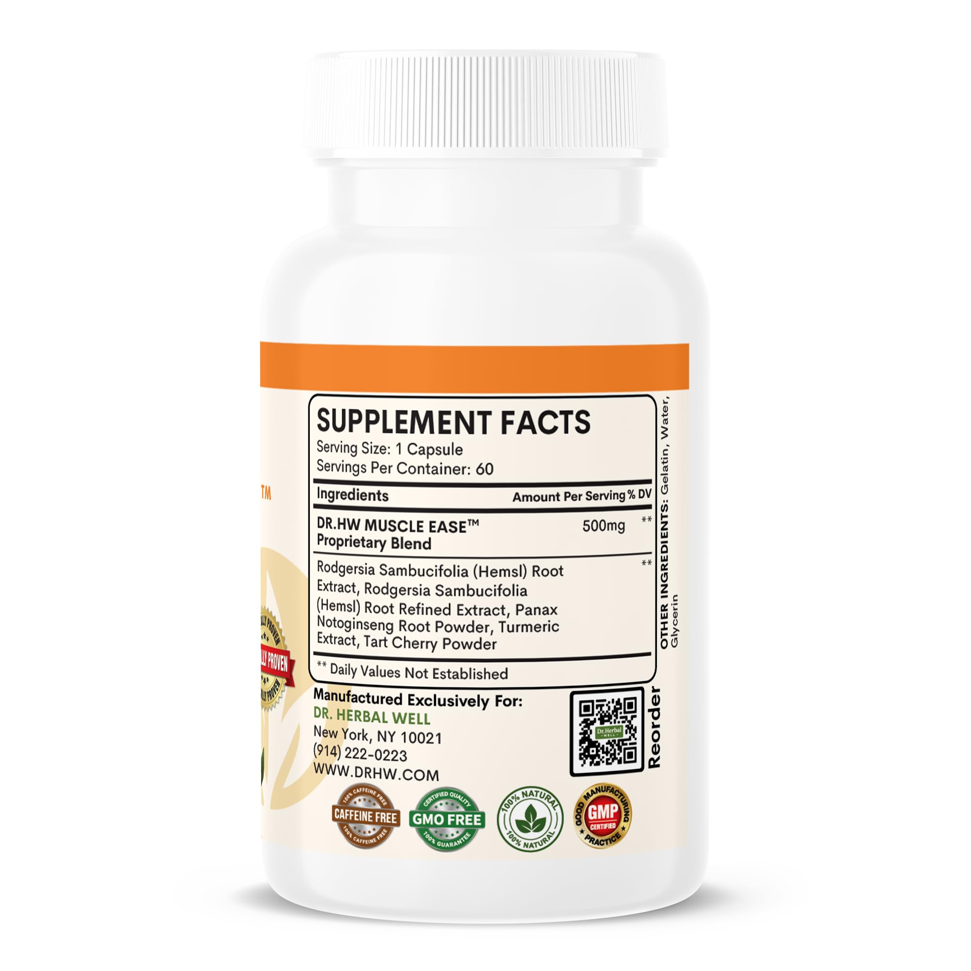 DR.HERBAL WELL Muscle Ease – Fast-Acting Joint, Muscle & Nerve Support | 60 Capsules MAX-Strength