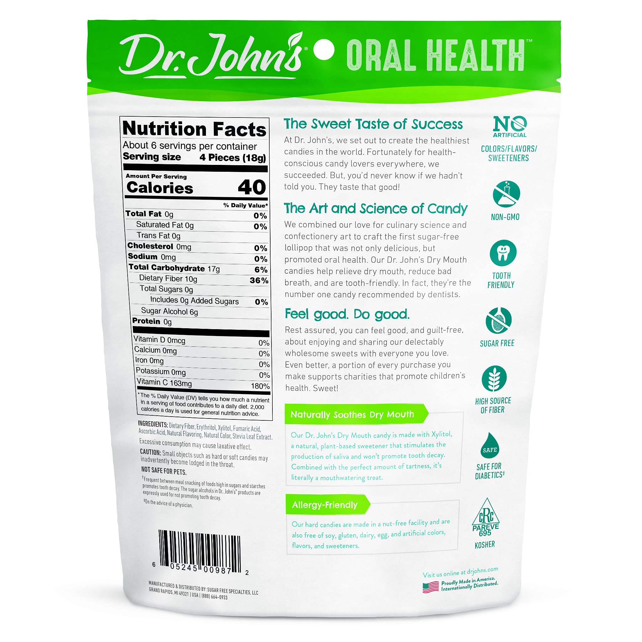 Dr. John’s Dry Mouth Drops - Orange, Sugar Free, Low Calorie, Keto Friendly, 24 Count