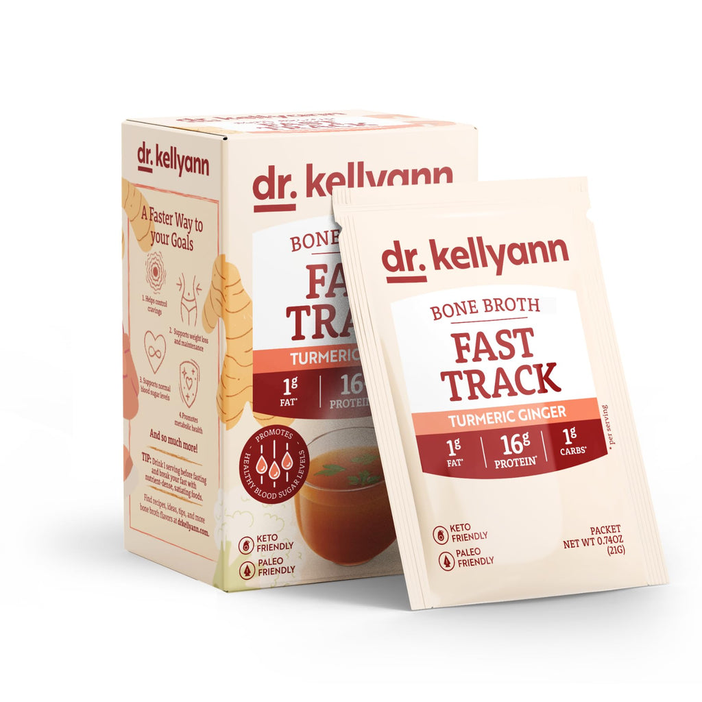 Dr. Kellyann Fast Track Bone Broth Packets – 7 Servings, 16g Protein, Grass-Fed Collagen