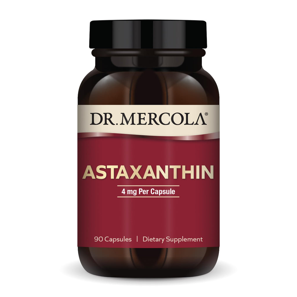 Dr. Mercola Organic Astaxanthin 4 mg - 90 Capsules | Organic Microalgae Extract, Non-GMO