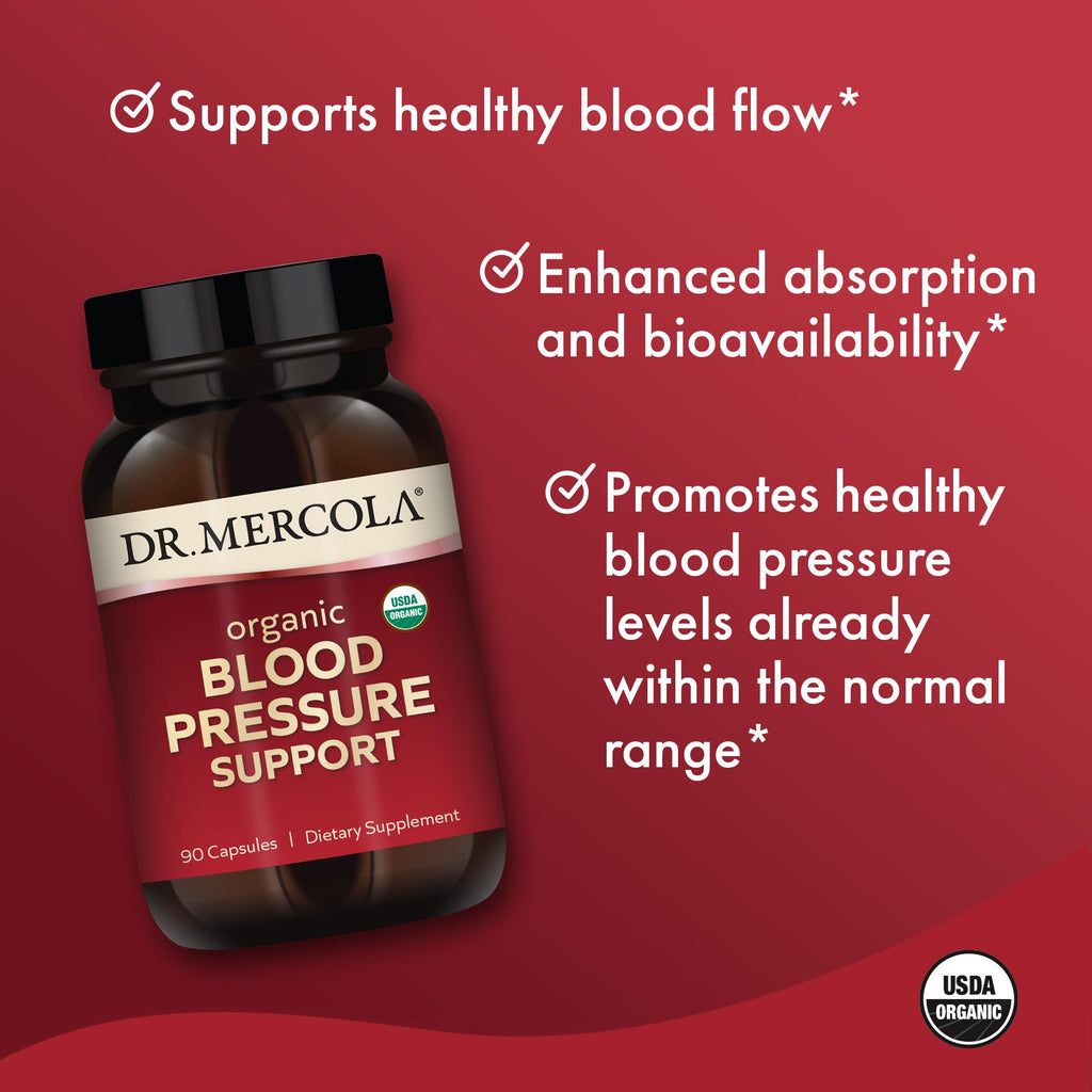 Dr. Mercola Organic Blood Pressure Support – High-Potency Grape Seed Extract, Non-GMO & Soy-Free, 90 Servings