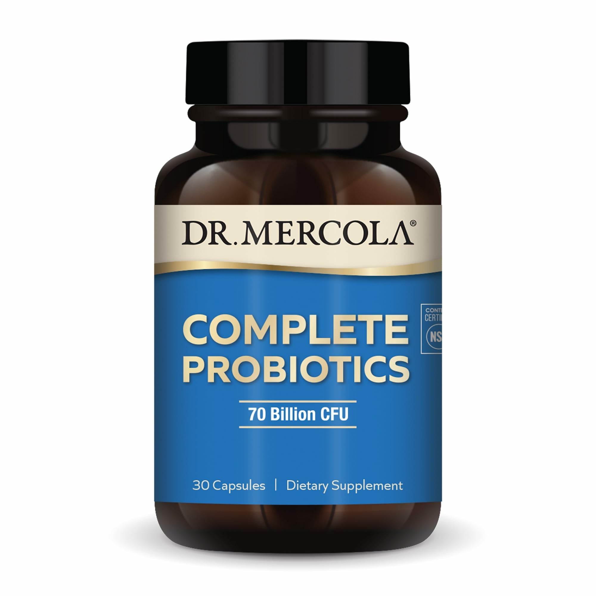 Dr. Mercola Complete Probiotics 70 Billion CFU - 30 Capsules, 10 Strains, Shelf-Stable, GMO-Free, Gluten-Free & Soy-Free