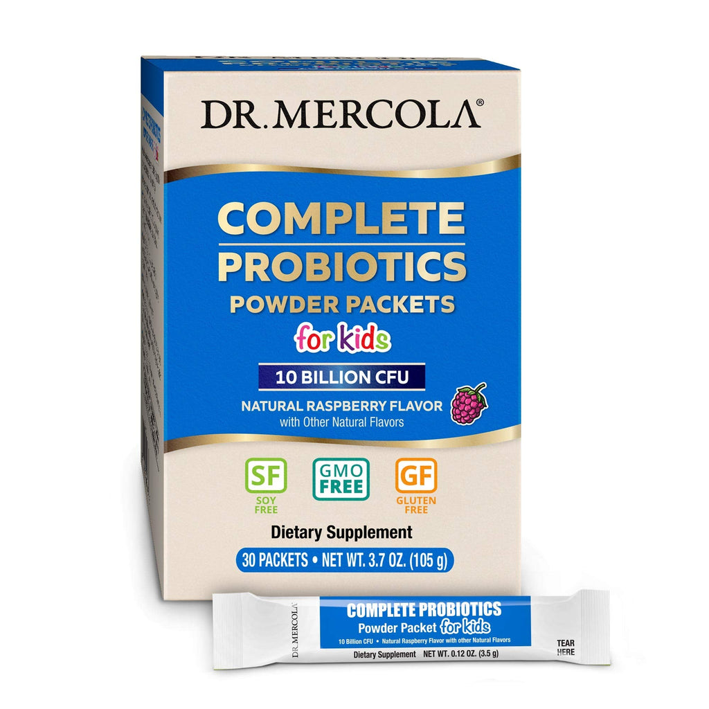 Dr. Mercola Complete Probiotics Powder Packets for Kids – 30 Packets, 10 Strains