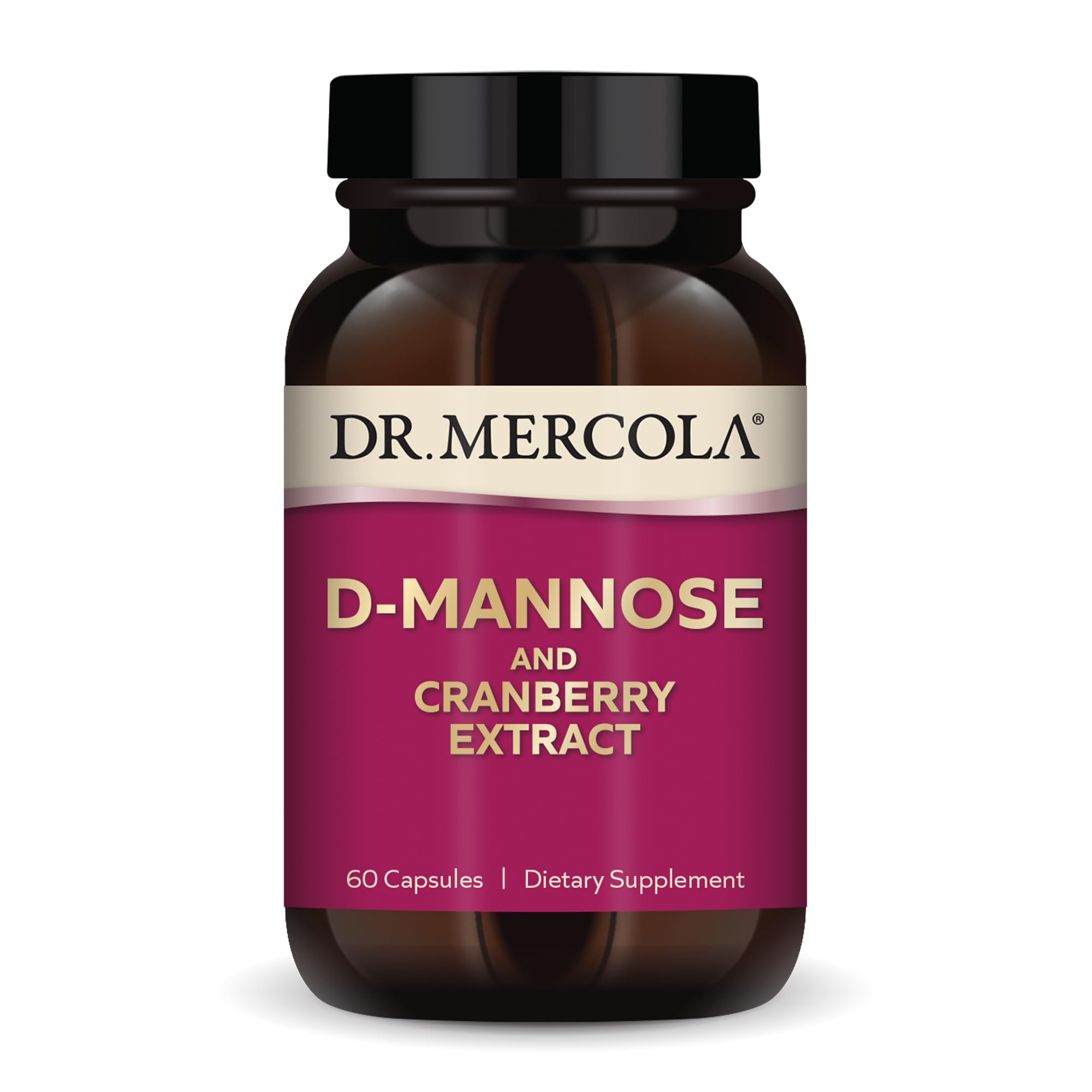 Dr. Mercola D-Mannose and Cranberry Extract – 30 Servings (60 Capsules) | Supports Urinary Tract Health | Non-GMO