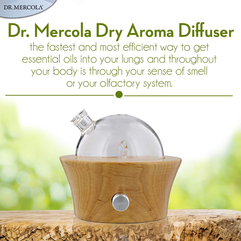 Dr. Mercola Dry Aroma Diffuser - Waterless Beechwood & Glass Diffuser for Essential Oils