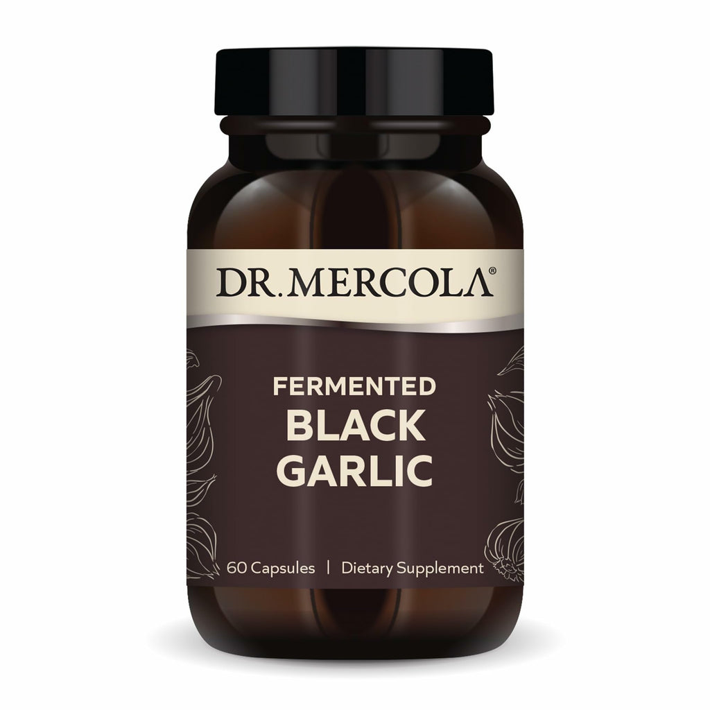 Dr. Mercola Fermented Black Garlic – Immune, Cellular & Heart Health Support | 60 Capsules (30 Servings) – Non-GMO, Gluten-Free & Soy-Free