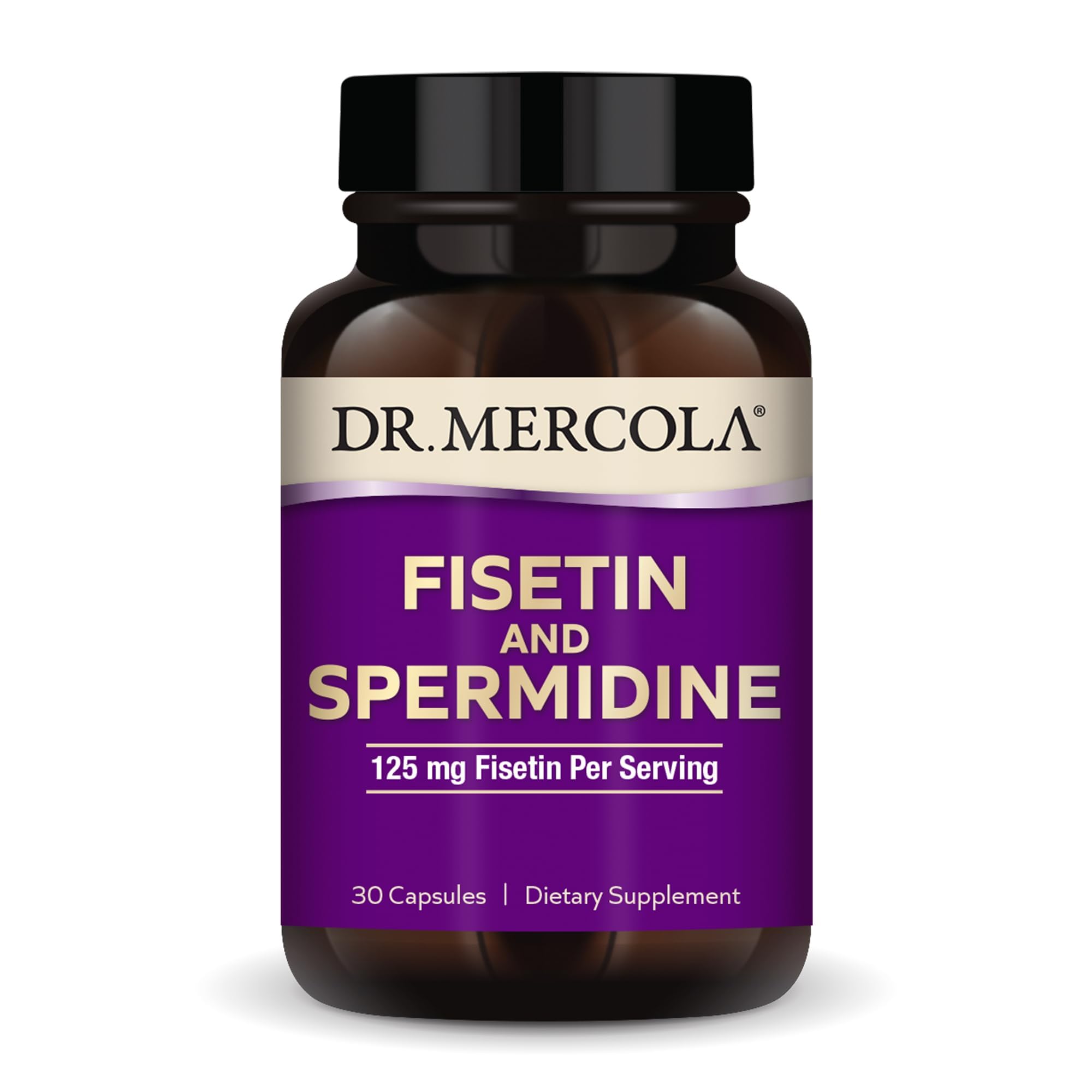 Dr. Mercola Fisetin & Spermidine – 30 Capsules, 125 mg Fisetin | Non-GMO, Gluten Free, Soy Free