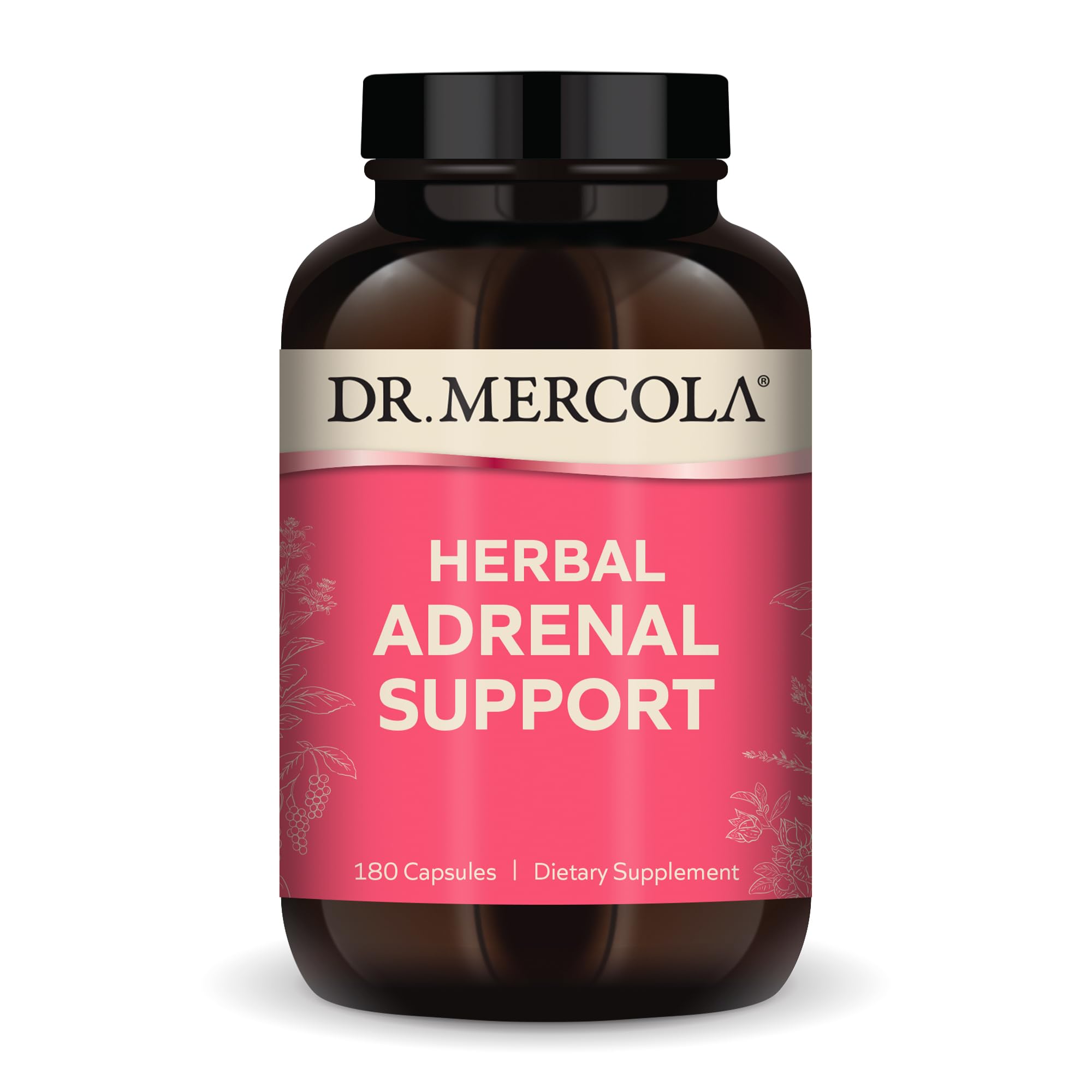 Dr. Mercola Herbal Adrenal Support - 90 Servings (180 Capsules) | Mood & Stress Management, Non-GMO