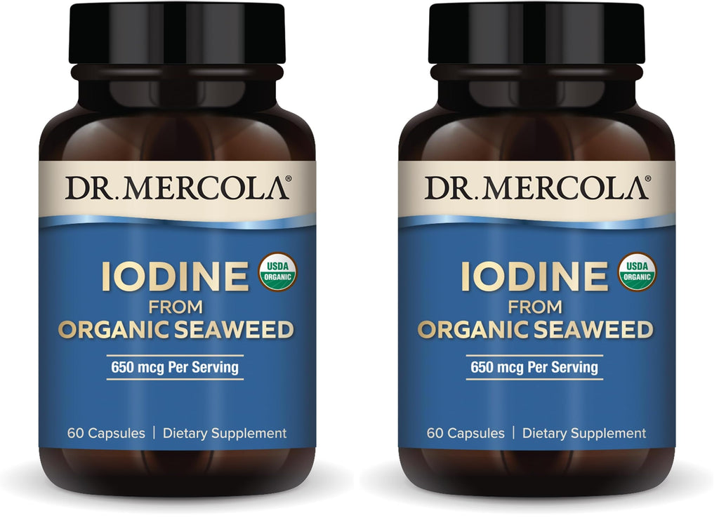 Dr. Mercola Iodine from Organic Seaweed – 650 mcg, 60 Capsules, USDA Organic (Pack of 2)