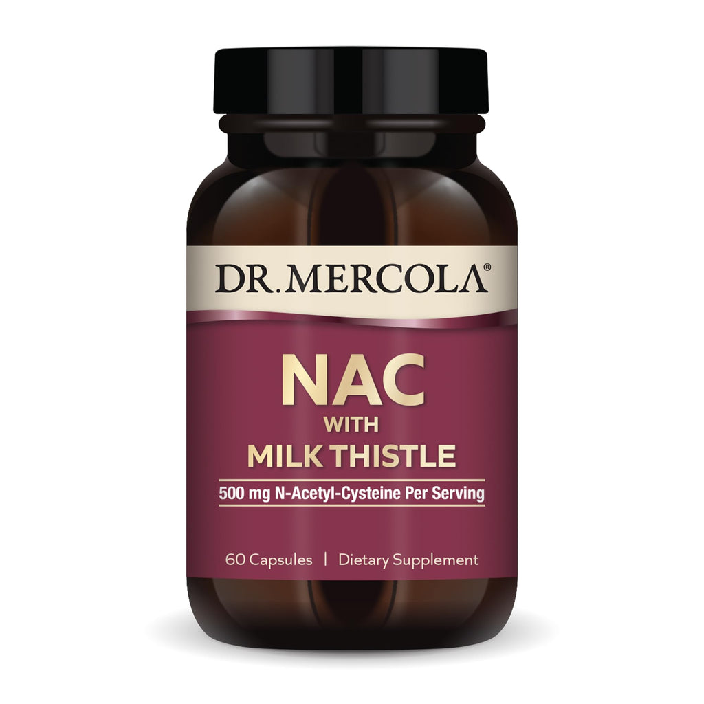 Dr. Mercola NAC with Milk Thistle – Detox Support, 500 mg NAC, 60 Capsules, Non-GMO, Gluten & Soy Free