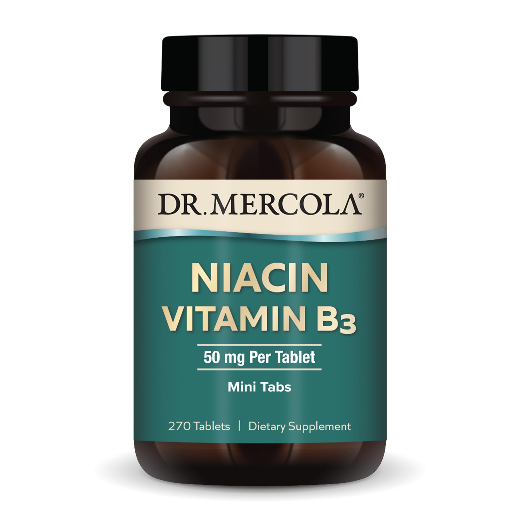 Dr. Mercola Niacin Vitamin B3 – 90 Servings (270 Mini Tabs) Non-GMO