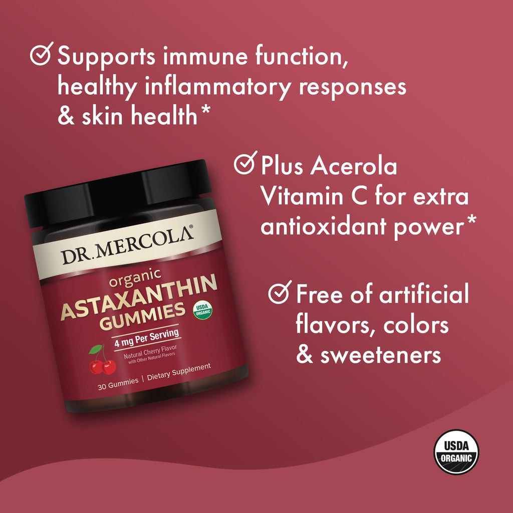 Dr. Mercola Organic Astaxanthin Gummies – 30 Servings, 4 mg/Serving
