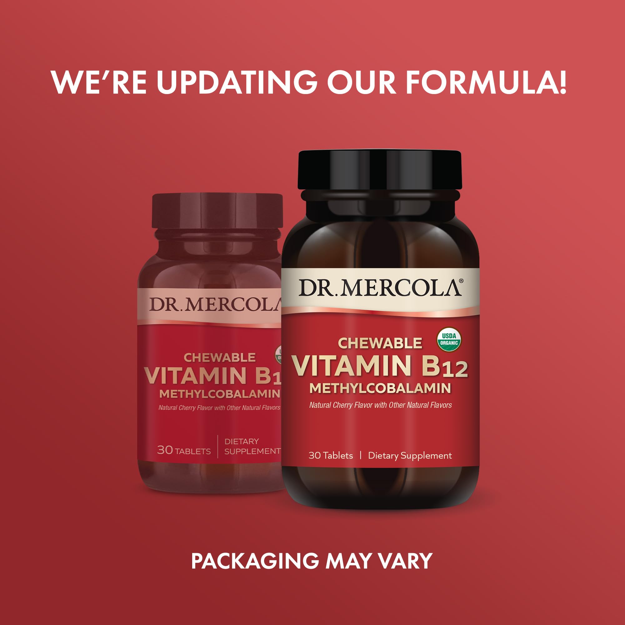 Dr. Mercola Organic Chewable Vitamin B12 – 1000 mcg, Cherry, 30 Servings