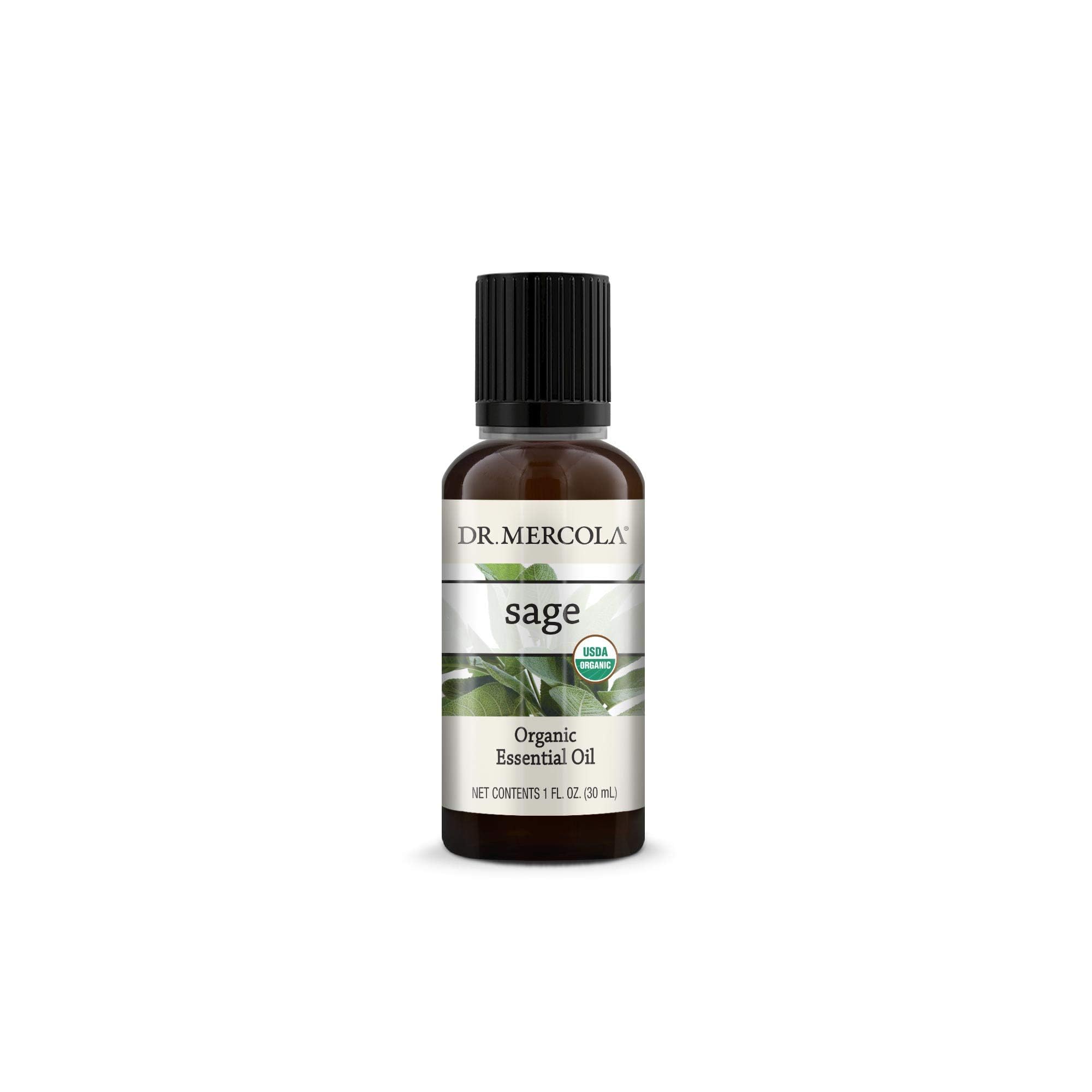 Dr. Mercola Organic Sage Essential Oil (1 oz) — USDA Organic, Non-GMO