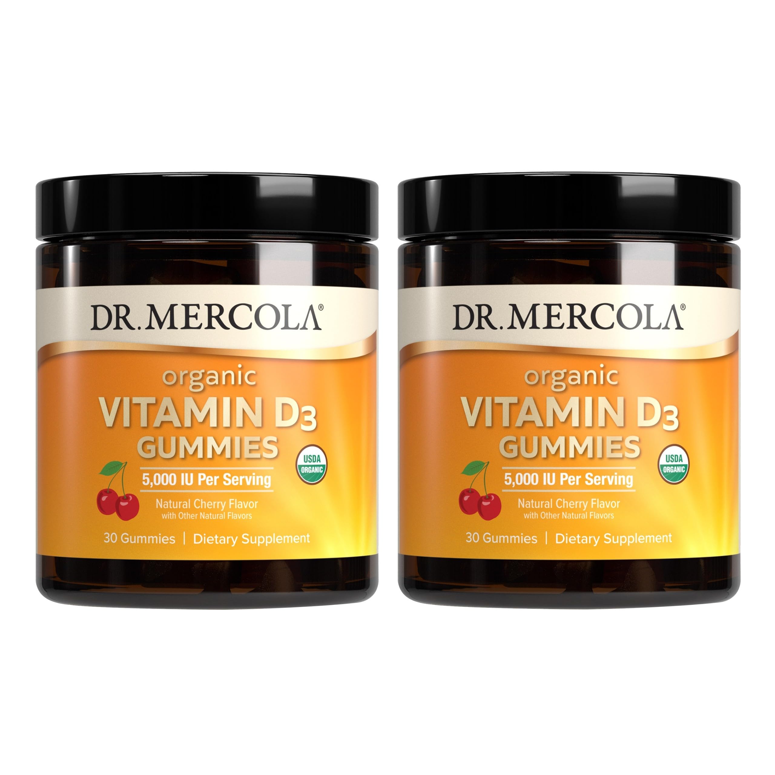Dr. Mercola Organic Vitamin D3 Gummies 5,000 IU – Natural Cherry, 2 Pack